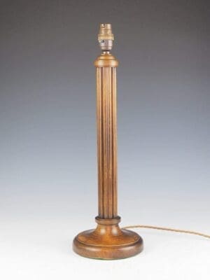 Elegant English Antique Wooden Corinthian Table Lamp c.1880