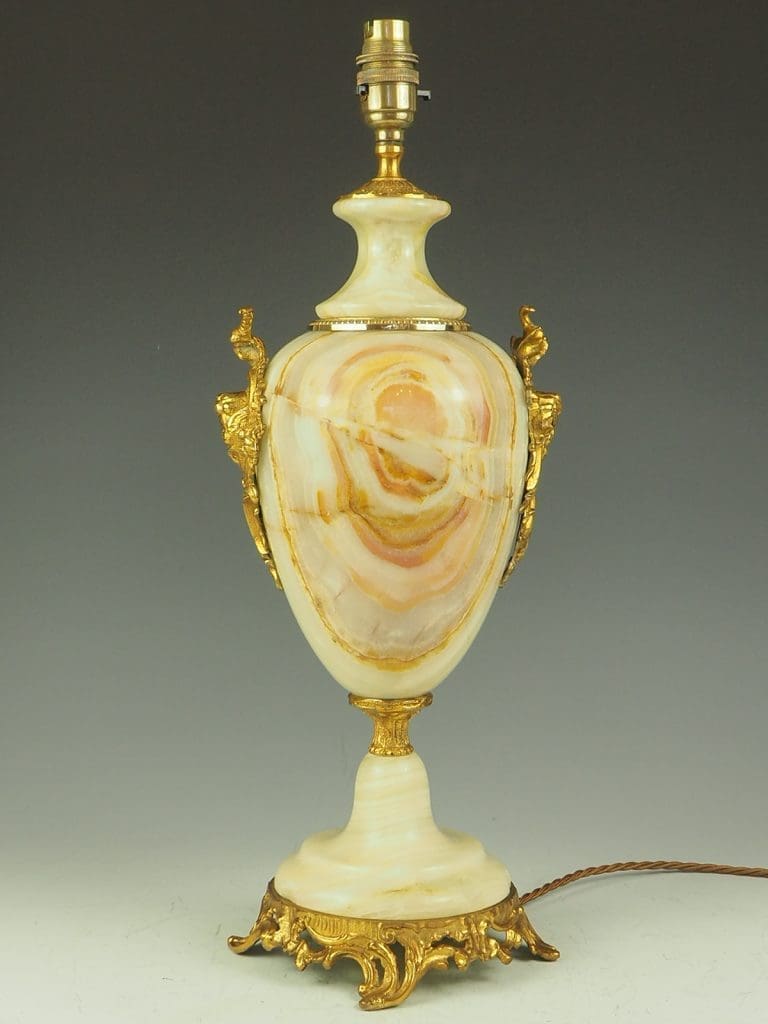 ntique French Onyx Table Lamp and Gilt Rococo Detail
