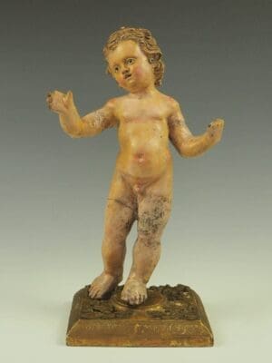 17th Century Italian Polychrome Painted Terracotta Jesus Child Putto Figure