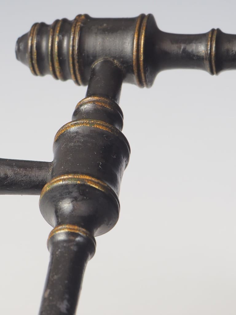 Pair of 1880 Aesthetic Movement Ebony and Gilt Corner Wall Display Shelves