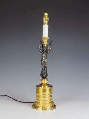 Vintage French Empire Bronze and Gilt Bronze Table Lamp