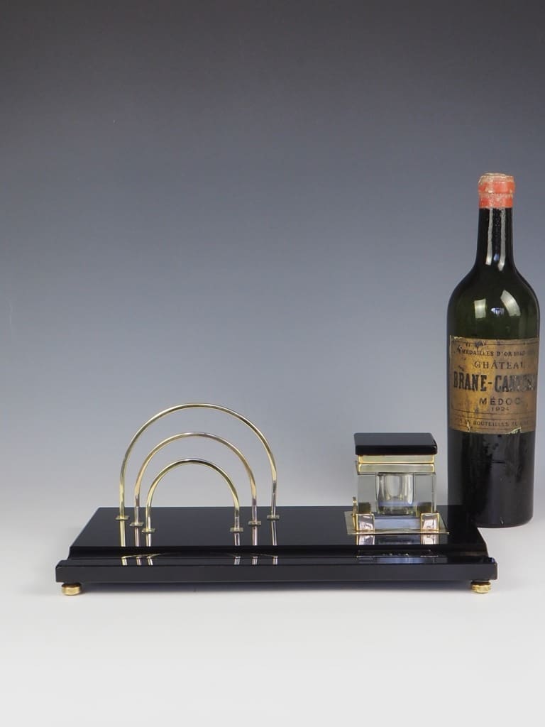 Elegant Art Deco Black & Gold Desk Tidy
