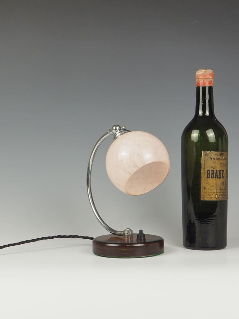 Art Deco Desk Table Lamp Pink Globe