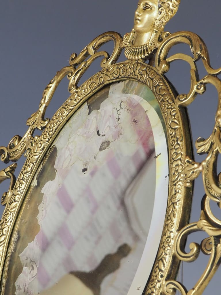 Antique Pair of Bronze Wall Sconce Mirrors