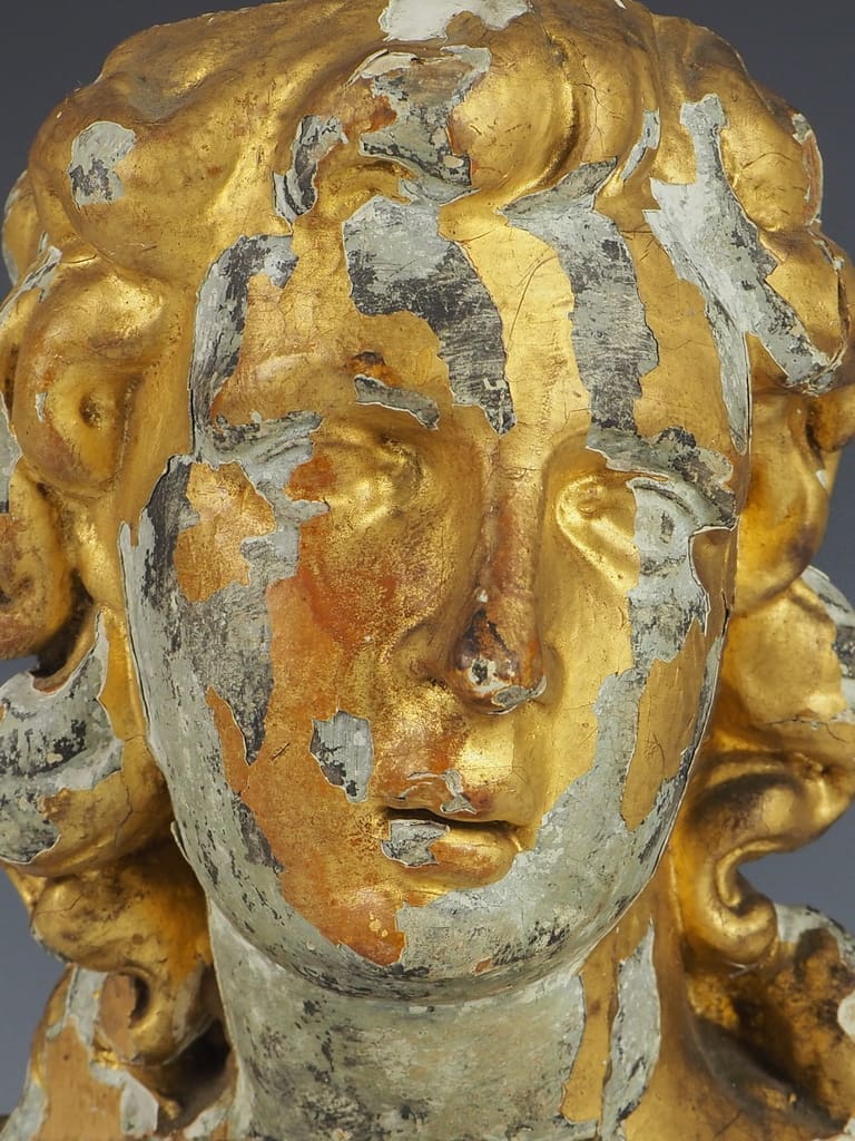 Antique Gilt Carved Head Sculpture - Alexander The Great