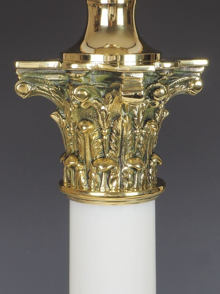 Antique Opaline Glass Column Table Lamp