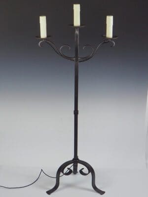 Antique Gothic Wrought Iron Standard Candelabra