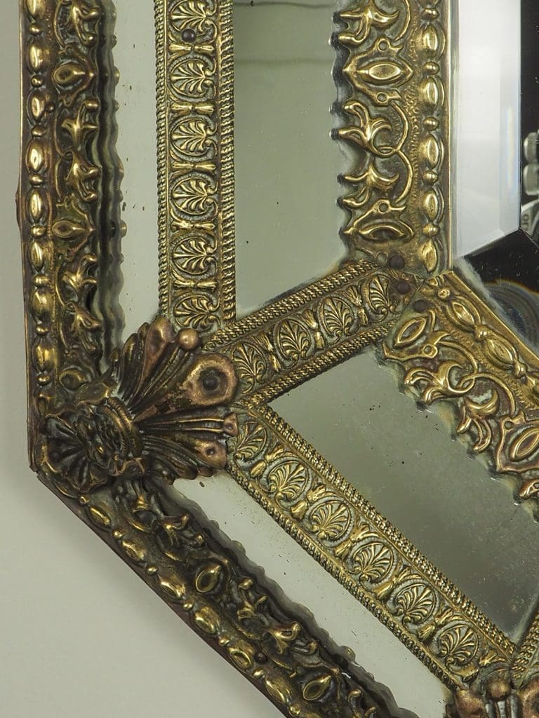 19th Continental Repousse Cushion Wall Mirror
