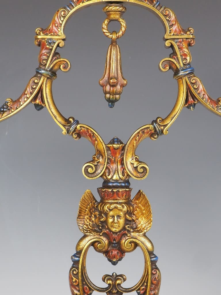 1914 Edward N Riddle Co. Pair of Estofado Polychrome Candleabras