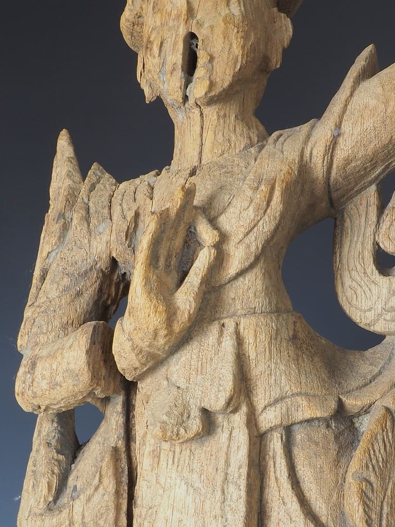 Antique Balinese Hand-Carved Sculpture of a Young Dancer