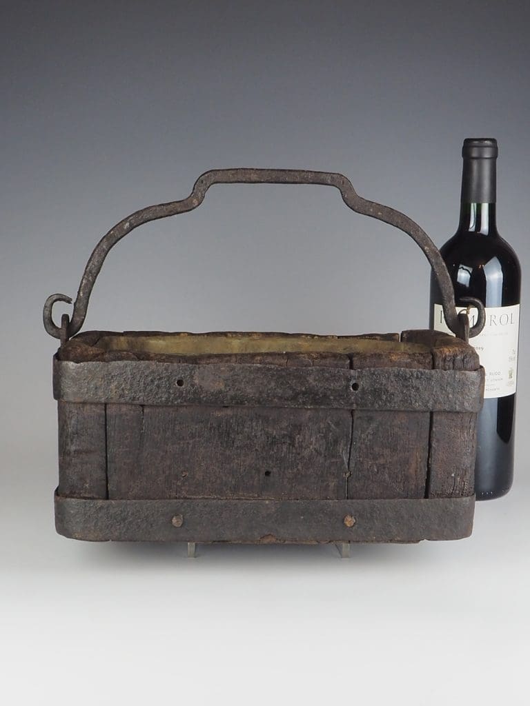 18th Century Well Bucket with Iron Handle and Lead Liner