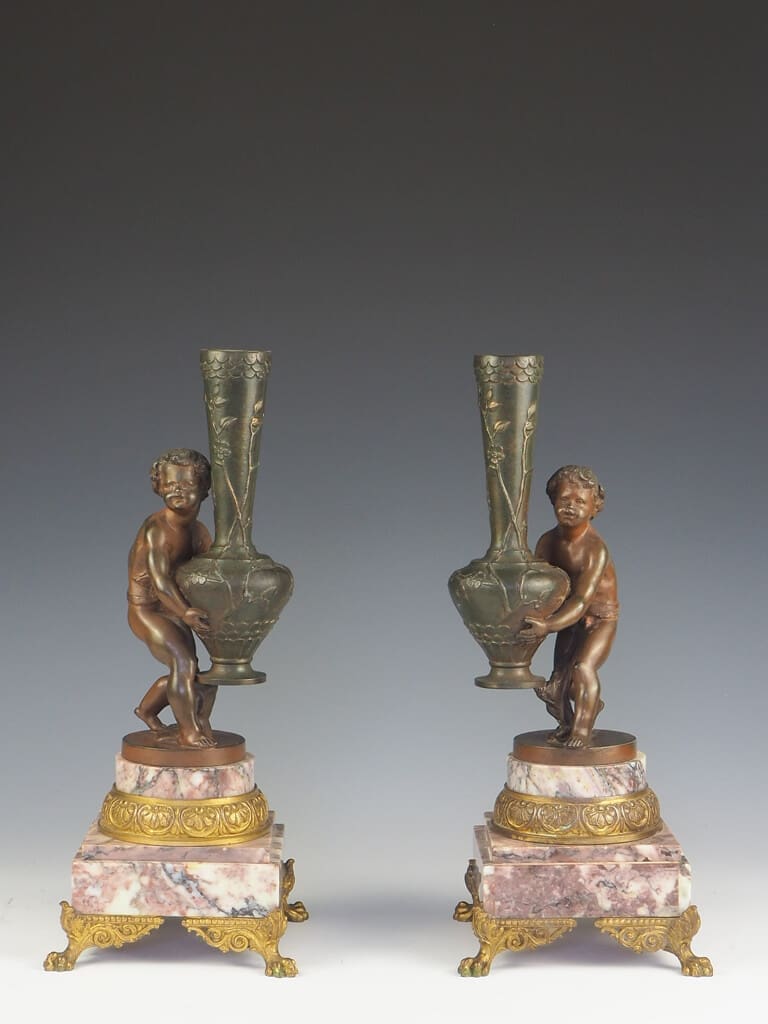 Pair of 19th Century French Cherub 'Putti' Flower Vases