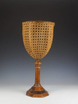 Beautiful Vintage Cane and Fruitwood Plant Stand