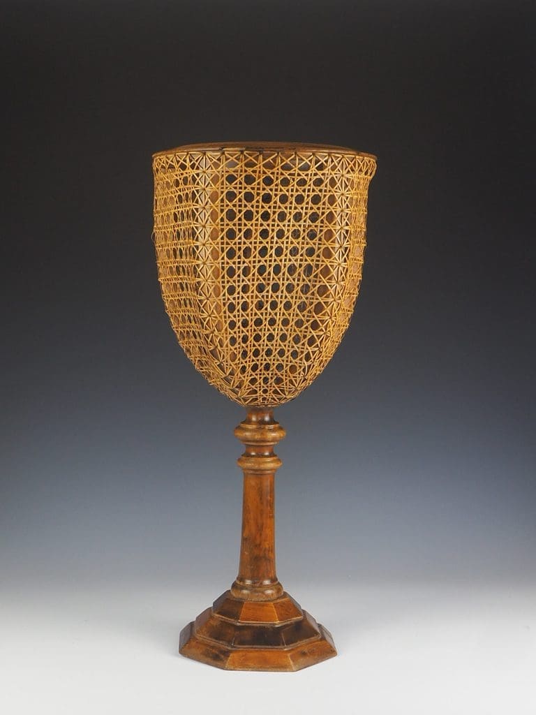 Beautiful Vintage Cane and Fruitwood Plant Stand