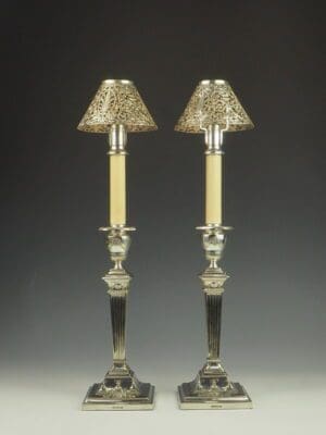 Exceptional Gorham and Henry Webster Silver Plate Candle Lamps