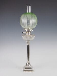 English Antique Hinks and Sons Sterling Silver Oil Lamp