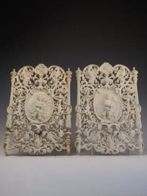 Pair of 19th Century Antique Cast Iron Decorative Wall Panels – Ornate Design
