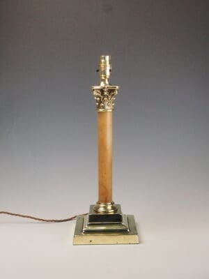 Antique Marble and Brass Corinthian Column Table Lamp I Lighting