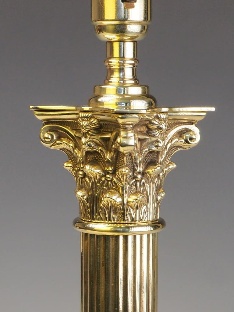 Antique Brass Corinthian Column Table Lamp