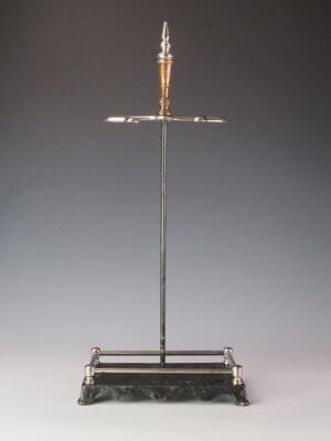 Vintage Silver Cast Iron and Copper Fireside Stick Stand