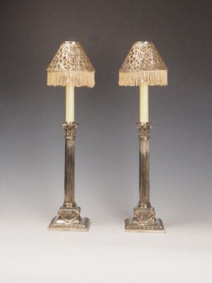 Antique Gorham & Martin Hall Silver-Plated Candle Holders – Neoclassical Lamps (c.1875–1890)