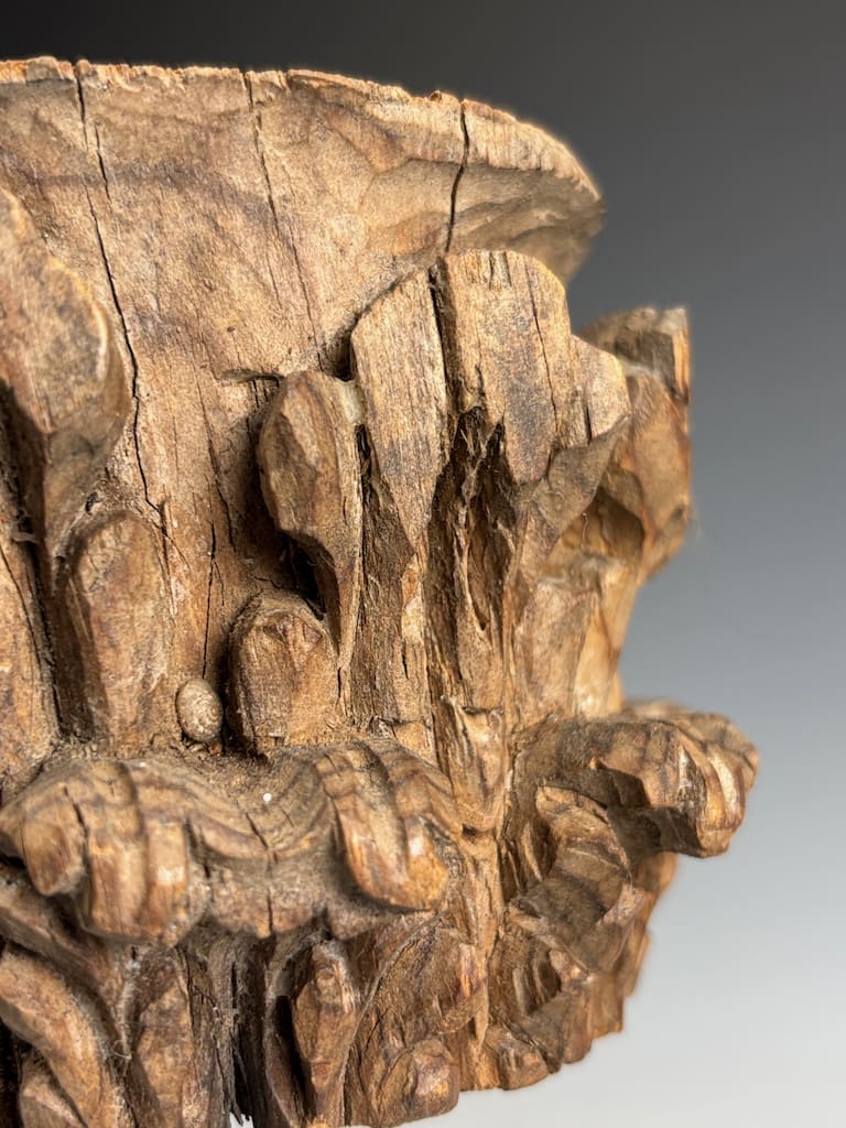 Decorative Antique Wooden Stands &ndash; Pair of Carved Corinthian Capitals