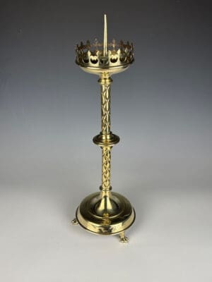 English Gothic Revival Ecclesiastical Brass Pricket Candlestick