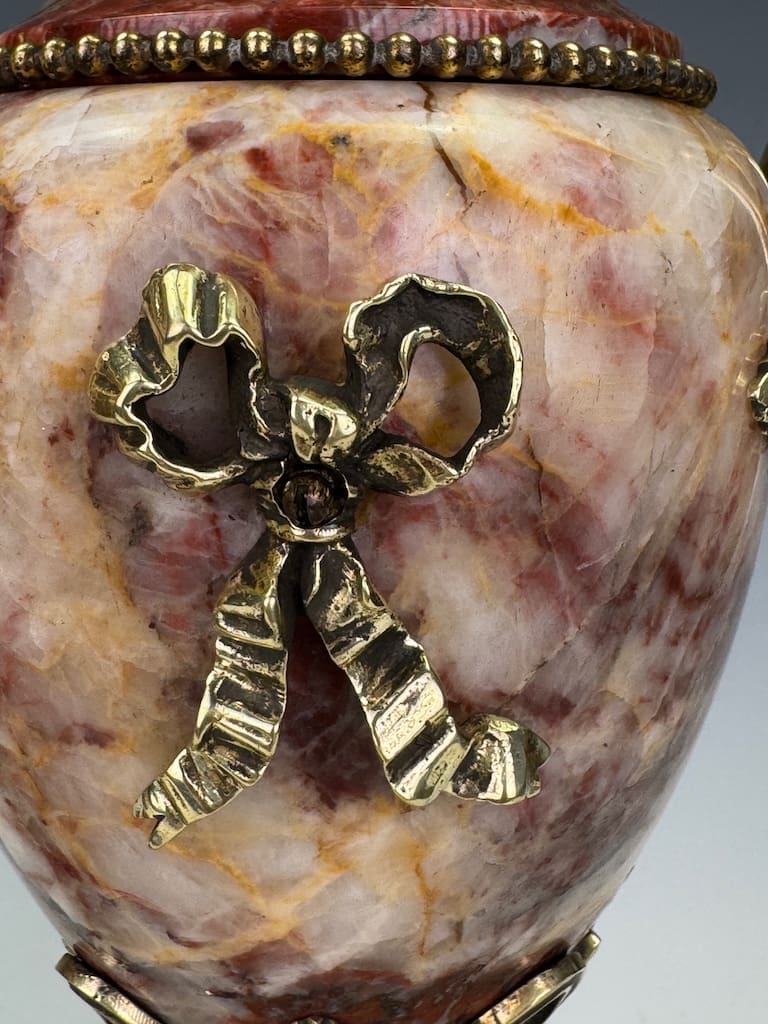 Antique Pair of French Neoclassical Marble & Gilt Bronze Urn Lamps