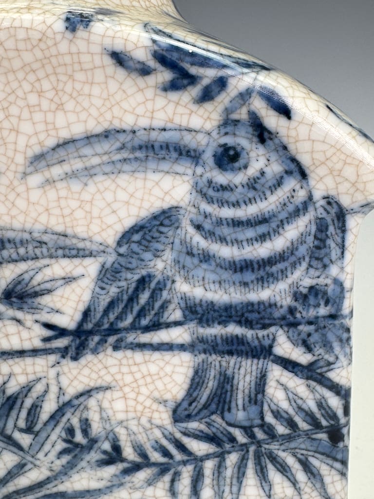 19th Century English Aesthetic Movement Ceramic 'House' Lamp Base with Orientalist Decoration