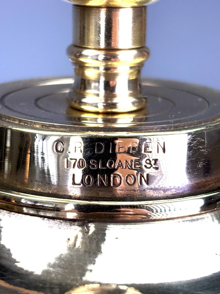 19th Century Colbot Ceramic Lamp (Converted from Oil Lamp) &ndash; Cobalt Blue & Gilded Brass