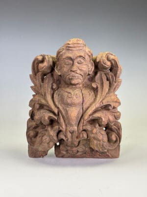 Fine 18th Century Indian Carved Hardwood Architectural Fragment Featuring a Noble Figure