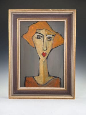 Art | Kate Tea — Masterful Modernist Portrait by Harry Charles Tim (Framed & Signed)