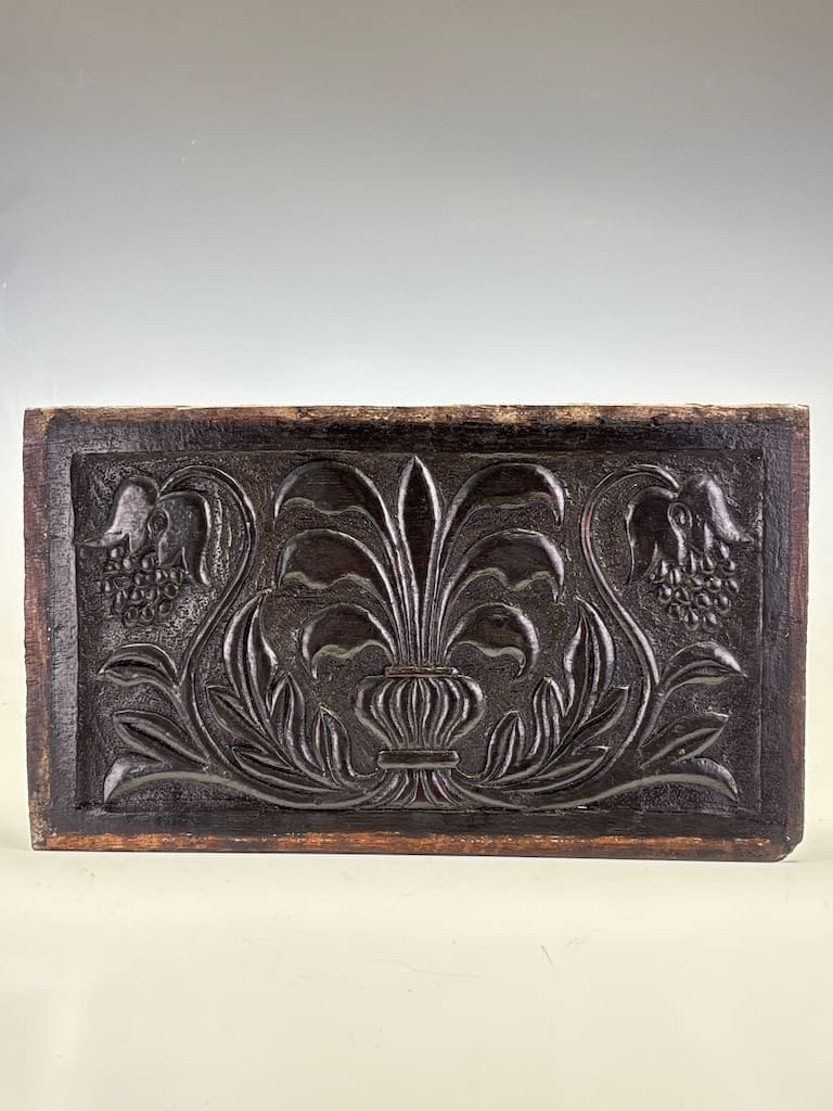 Pair of Antique Carved Oak Panels | 17th Century English Coffer Panels