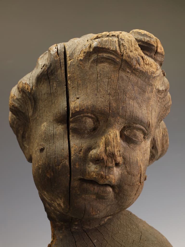A Rare French Carved Architectural Fragment: Baroque Putto Head from Rouen Cathedral