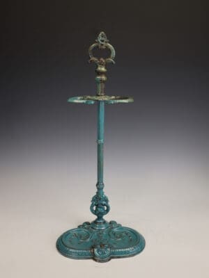 Exceptional Late 19th Century French Cast Iron Stick Stand with Green Enamel Finish (Circa 1880)