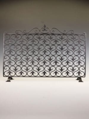 Fine Early 20th Century Wrought Iron Firescreen with Fleur-de-Lis Motif