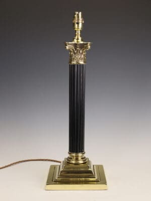 A Large Late 19th Century British Corinthian Column Table Lamp