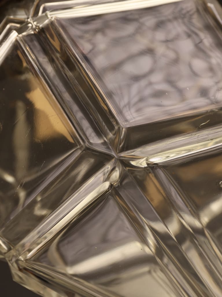 Elegant Early 20th Century Faceted Glass Hall Lantern with Original Brass Mounts