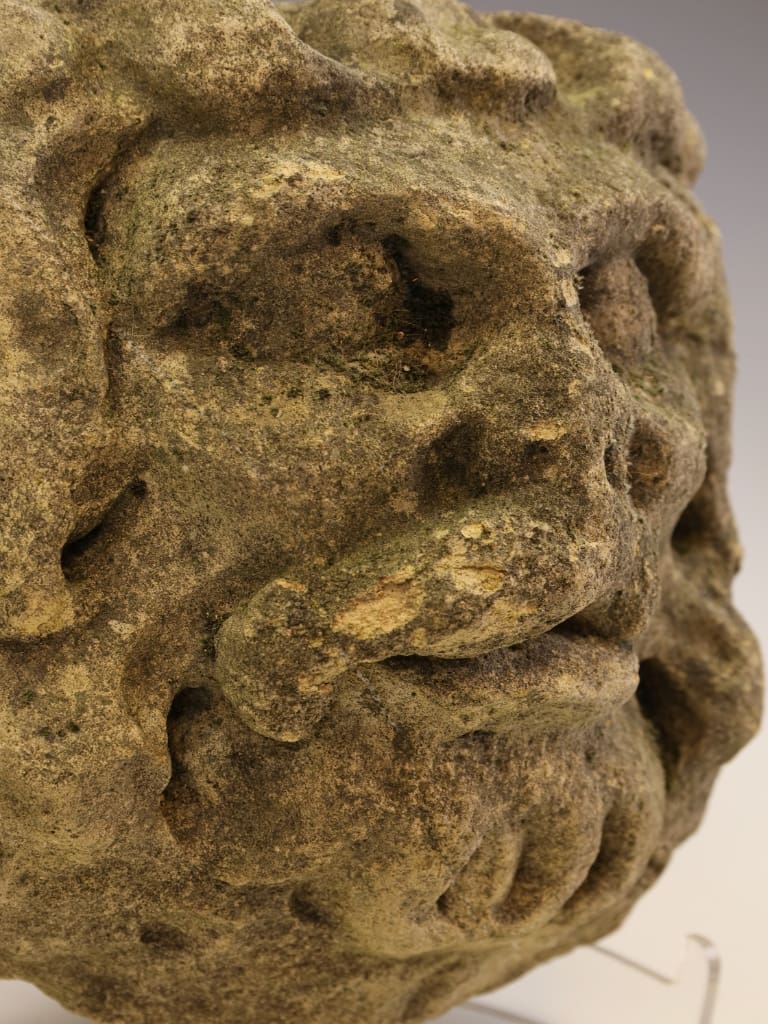 Rare 17th Century English Carved Stone Corbel Head