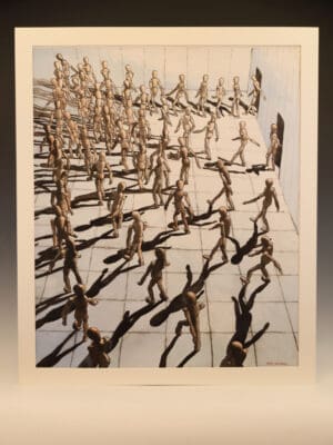 Derek Carruthers (1935–2021) – Untitled (Procession of Mannequin Figures) – Original Watercolour, Signed and Dated January 1997