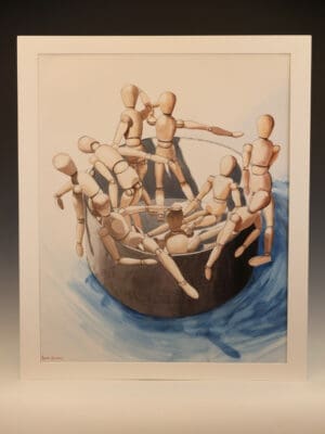 Derek Carruthers (1935–2021) – The Mannequin Gathering – Dated 1996 Original Watercolour