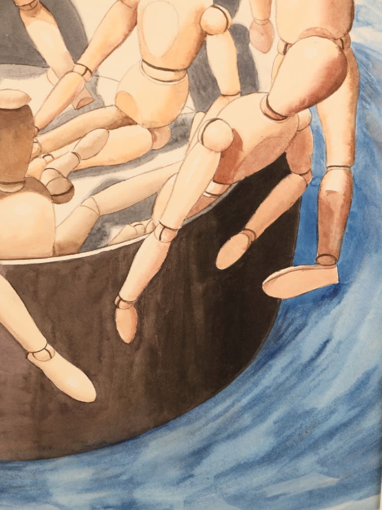 Derek Carruthers (1935&ndash;2021) &ndash; The Mannequin Gathering &ndash; Dated 1996 Original Watercolour