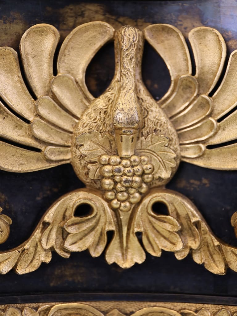 An Exceptional Regency Gilt-Bronze Oil Lamp, Architectural in Form and Richly Ornamented