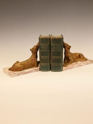 A Fine Pair of French Art Deco Gold-Patinated Saluki Sculptures