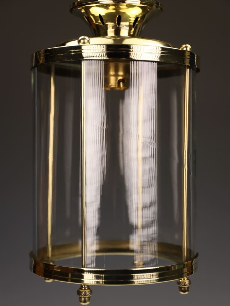 A Rare 19th Century French Brass Vestibule Lantern with Original Wavy Glass