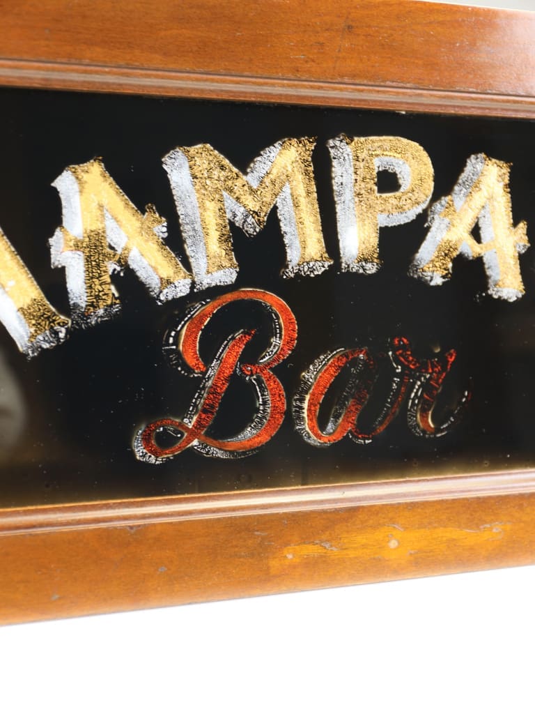 Fine Early 20th Century Reverse-Glass Gilded 'Champagne Bar' Sign