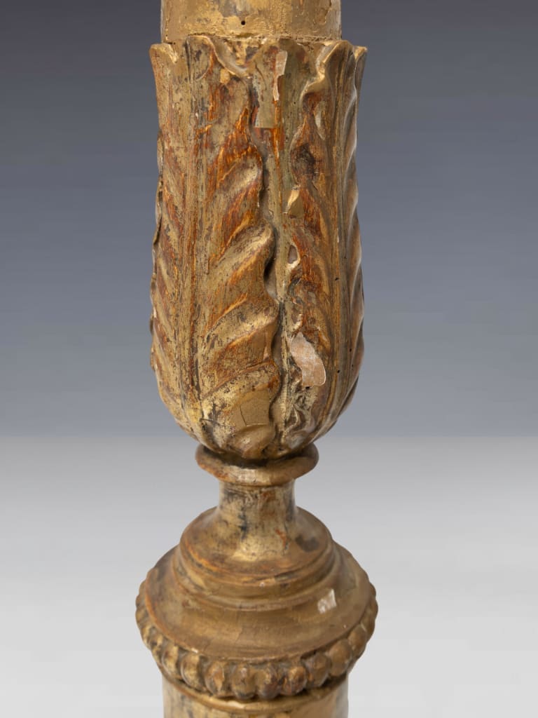 A Continental Na&iuml;ve Giltwood Pricket Candlestick, 19th Century