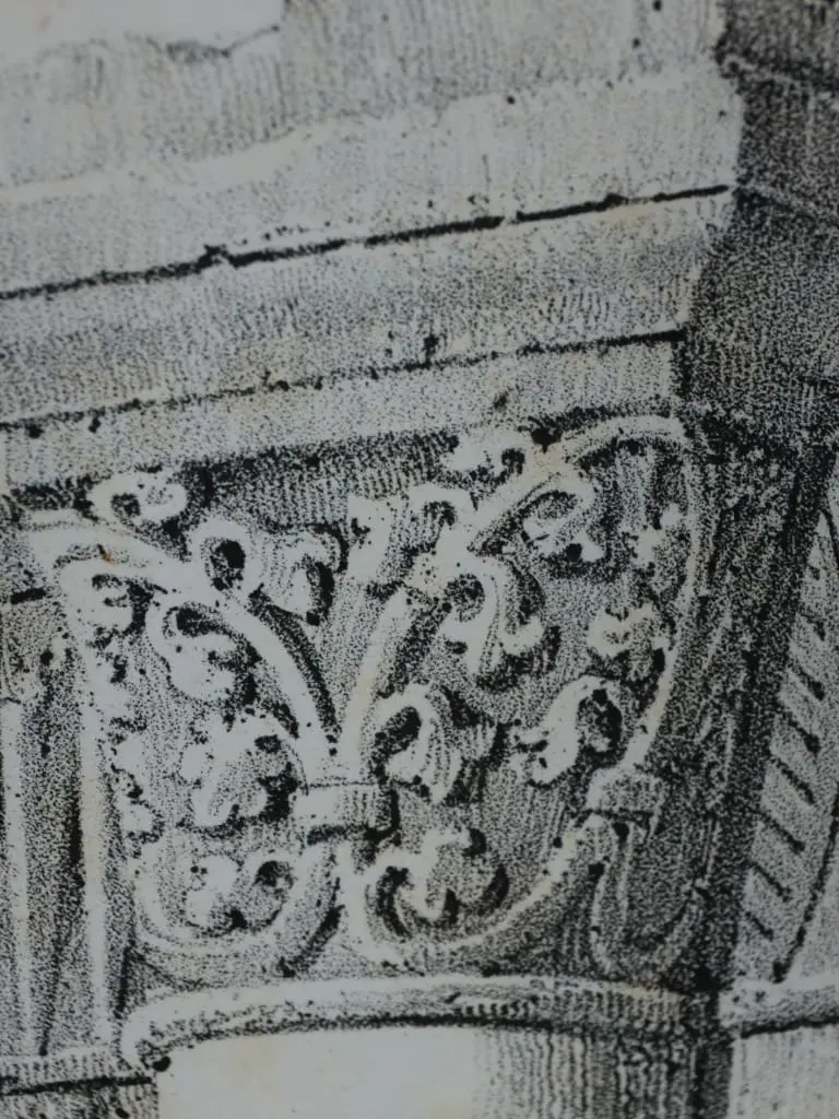 A Fine Architectural Lithograph: Portal Details of St. Hildebert, Gournay (Plate 106)